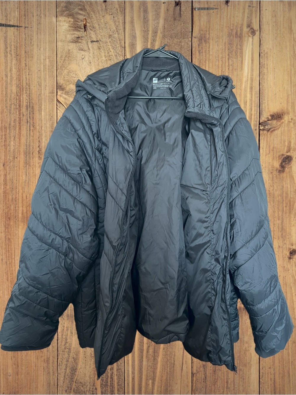Women’s 4X Black Hooded Packable Puffer Jacket